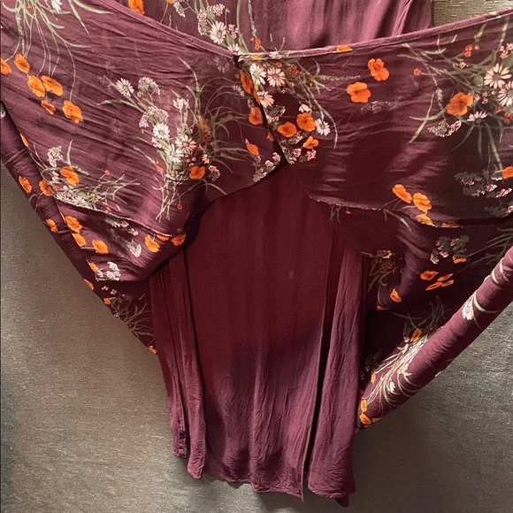 Reformation Fulton Deep Burgundy Floral Midi Dress with High Slit - Picture 7 of 10
